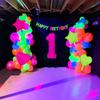 Neon fluorescent digital balloon set 1-9 five pointed star heart-shaped balloons for birthday and graduation season decoration