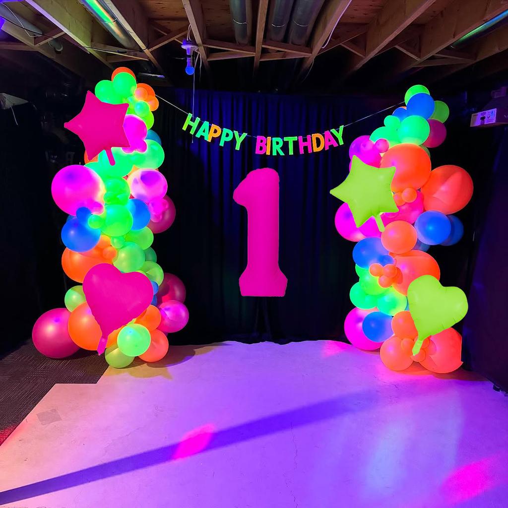 Neon fluorescent digital balloon set 1-9 five pointed star heart-shaped balloons for birthday and graduation season decoration
