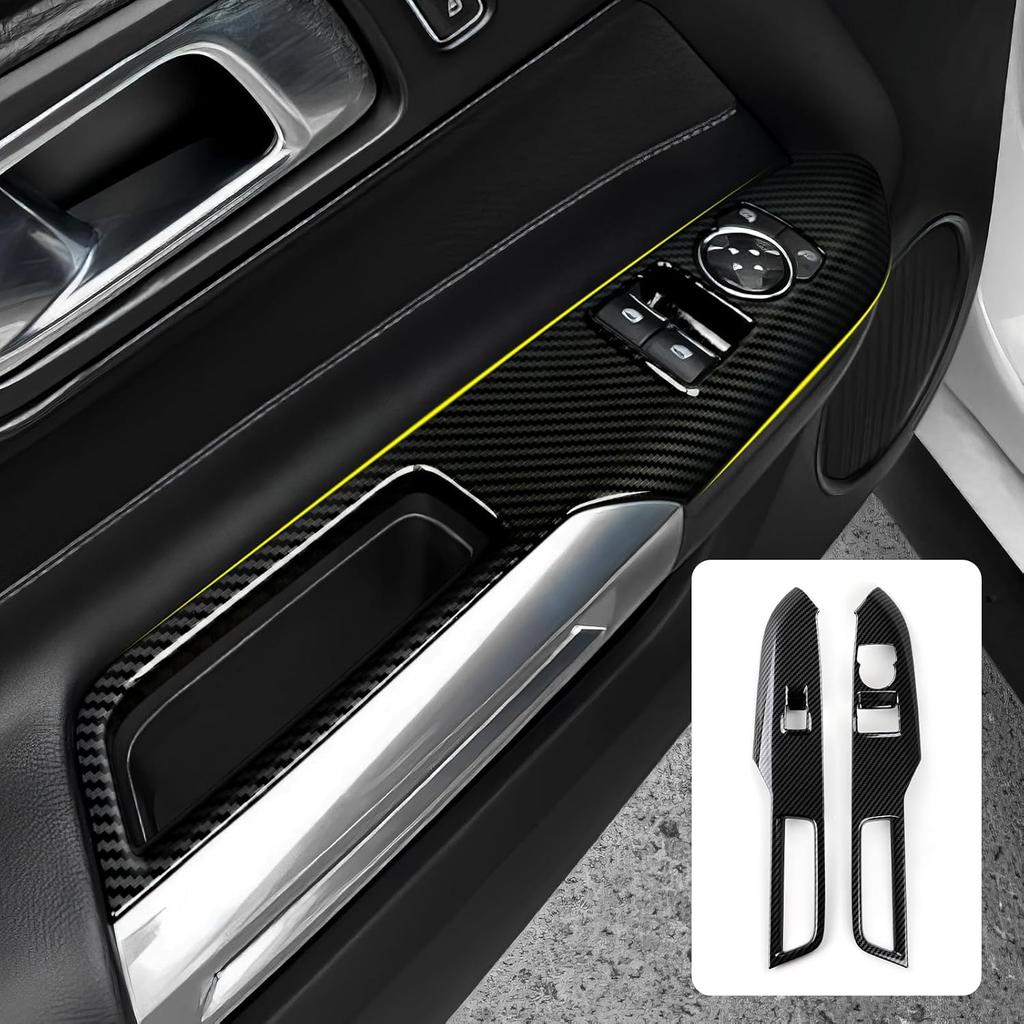 Car Center Console Armrest Storage Box Sticker ABS Carbon Fiber Decal Interior Trim Cover for Ford Mustang 2015-2026 / Shelby GT350 2015- / GT500 -
