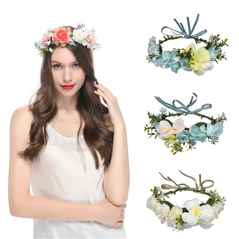 Boho Flower Headband Garland Festival Wedding Bride Crown Hair Band Braided Hair Vine Headpiece Hair Accessories Hair Ornament