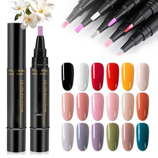 6Pcs 3-In-1 Nail Polish Pen Quick Drying UV Free Acrylic Paint Nail Pen Waterproof Portable Travel Home Salon DIY Women Nail Art Pen