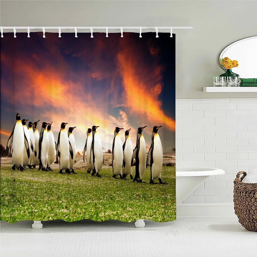 Animals Pattern Bath Curtain Waterproof Shower Curtains Polyester Wolf Lion Bath Screen Print Curtain for Bathroom Home Decor