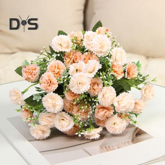 Artificial Carnation 20 Heads Realistic Fake Silk Flower Wedding Party Home Office Table Centerpiece Faux Floral Plants Branch Decoration