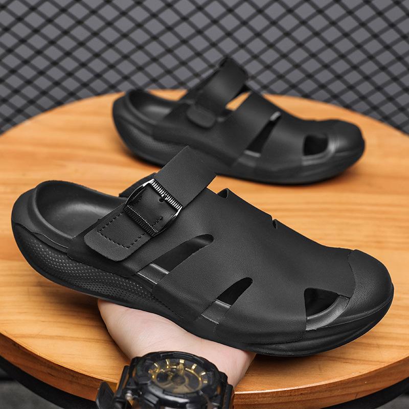 Men Wearing Birkenstock Half Slippers Are Light And Breathable, Lazy People Pedal Office Men'S Driving Sandals