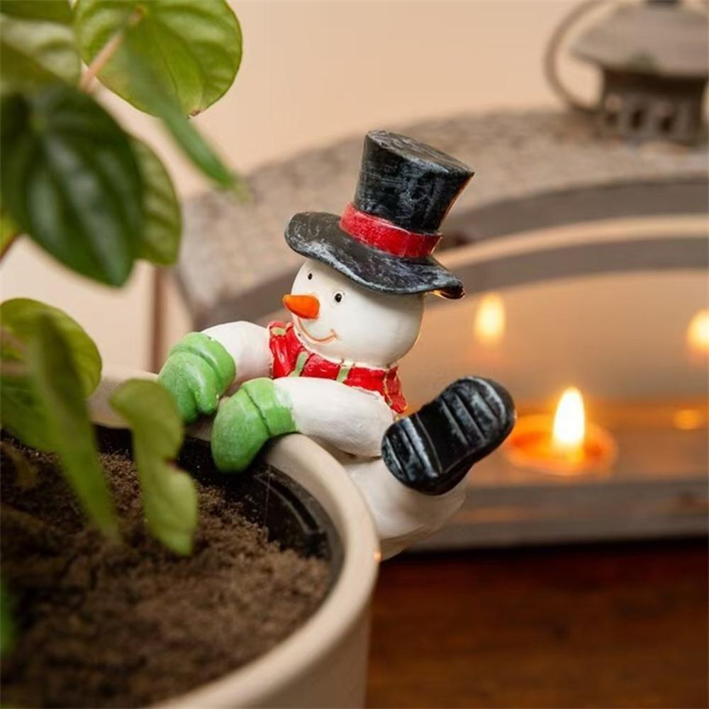 

Christmas Santa Snowman Flowerpot Resin Gnome Statue For Holiday Home Patio Lawn Garden Decorations Festive Gift Ornament чёрный