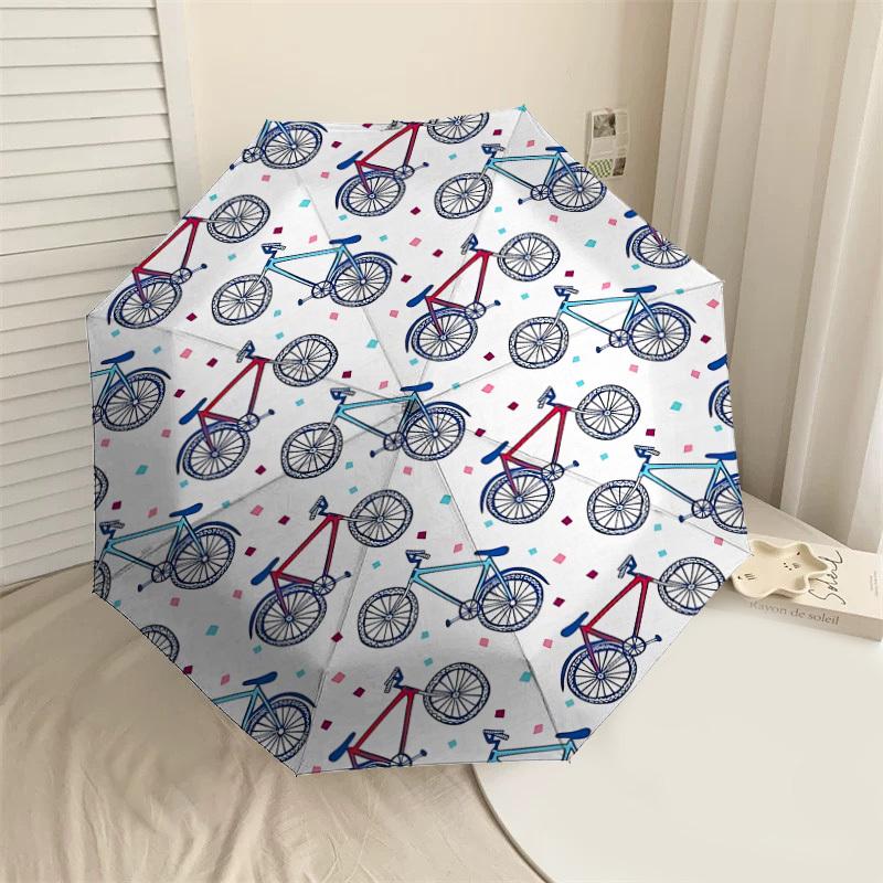 1PC Bicycle Pattern Automatic Open/Close Umbrella with Windproof, 8-Rib Sturdy Canopy, Durable Ribs, Fashionable Design1359A