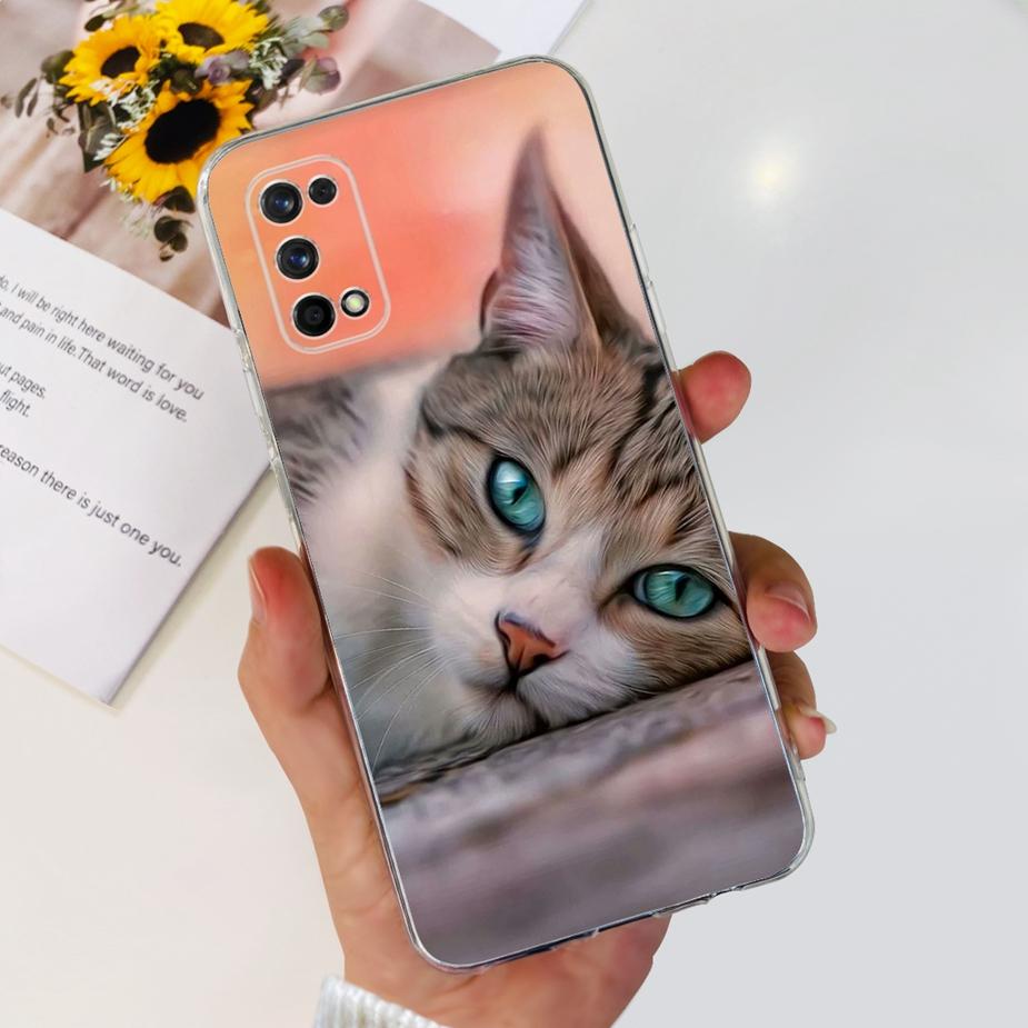 For Realme 7 Pro Case RMX2170 Cute Cat Flowers Painted Cover Clear Silicone Soft TPU Phone Case For Realme 7 Pro Realme7 5G Bags