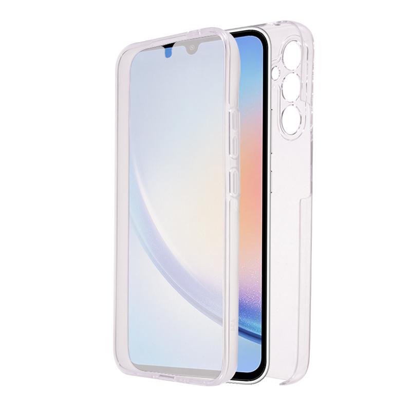 For Samsung Galaxy A34 5G TPU Frame+Acrylic Back+PET Front Cover Clear Phone Case Full Protection Cover