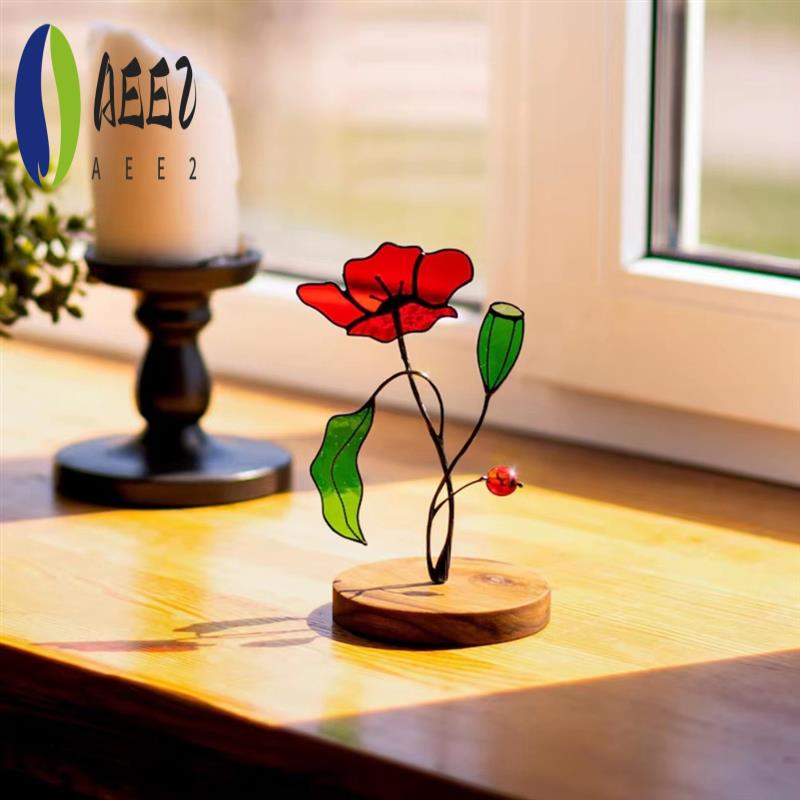 

AEE2-Colored Sun Catcher Colored Flower Plant Art Leaf Plant Sun Catcher Living Room Desktop Decoration Gift