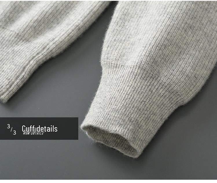 Men's Thick Hooded Wool Knit Cardigan Jacket - Casual & Business