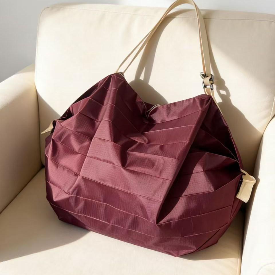 Japanese Accordion Spring Roll Foldable Shopping Bag: Large Capacity, Portable Handbag, Organizer