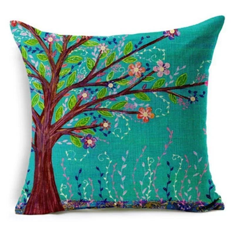 

45x45cm cozy couch Cushion colorful Trees Printed home sofa pillow Bed Home Decorative Pillow square plain Pillow Case 12x12Inch