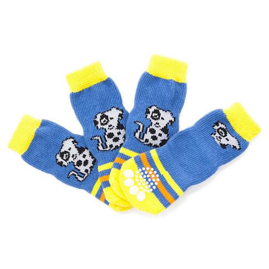 

Yousheng 4 шт. Носок для питомца с принтом щенка, противоскользящий, дышащий, эластичный, для собак, трехсекционный, длинный, для всех сезонов S синий
