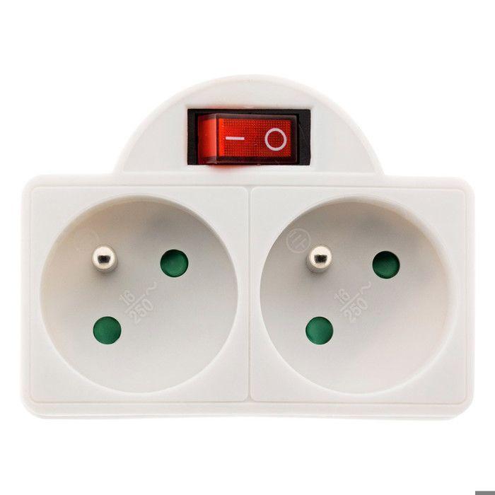 16A Biplite Power Strip + Front Switch - White - Zenitech