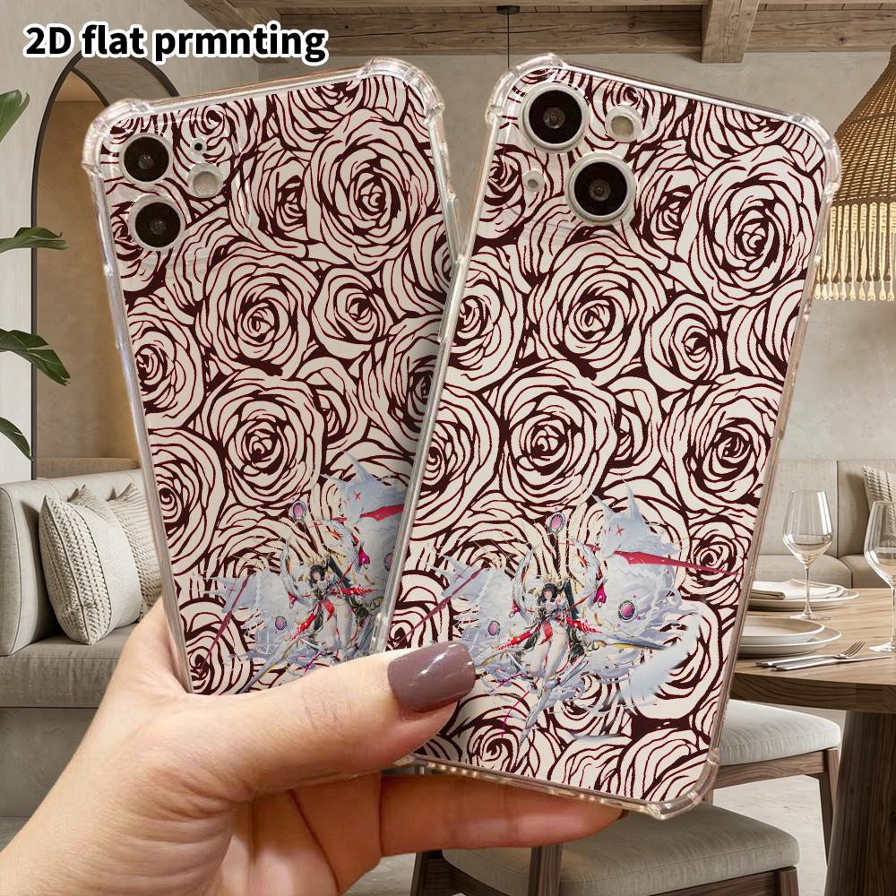 Phone Case: 2D Flat Design, Suitable for iPhone 18 17 16 15 14 13 Pro, Transparent Corner Protection Case, White-haired Fox Ears, Christmas and Hallow