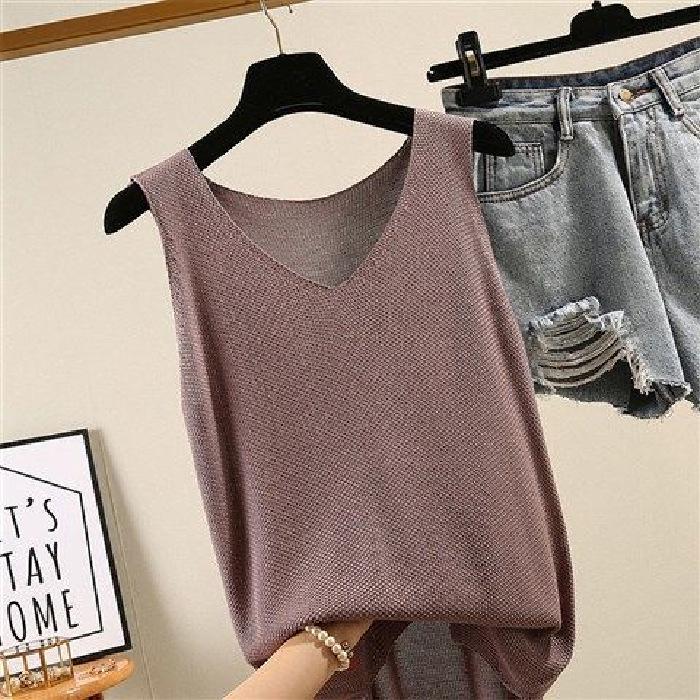 Women's Loose-Fit Camisole: Large, Cool Silk Knit, Sleeveless Vest for Summer