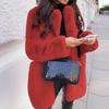 Women's  And Winter Long-Sleeved Lapel Coat Solid Color Warm Coat