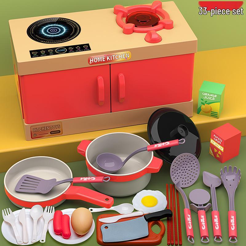 Children's Pretend Kitchen Set: Cutting Veggies, Cooking, Rice, and Fruit for Boys & Girls - Simulation Utensils Included