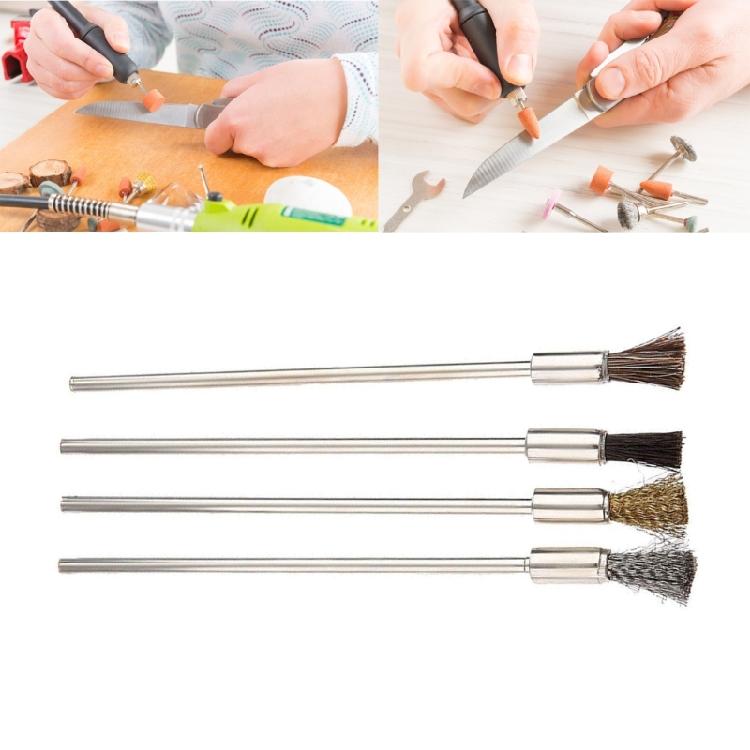 4Pcs 100mm Steel Wire Wheel Brushes 3mm Shank Polishing Brush Rotary Tool Home