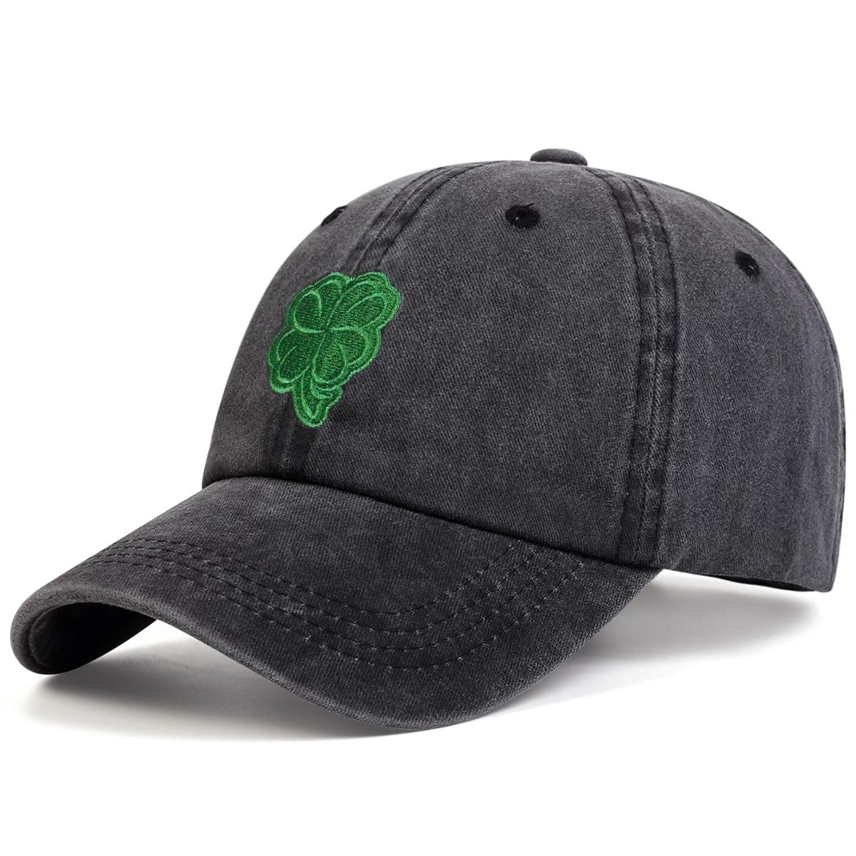 

Unisex Clover Embroidery Wash Baseball Caps Spring and Autumn Outdoor Adjustable Casual Hats Sunscreen Hat темно-сірий колір