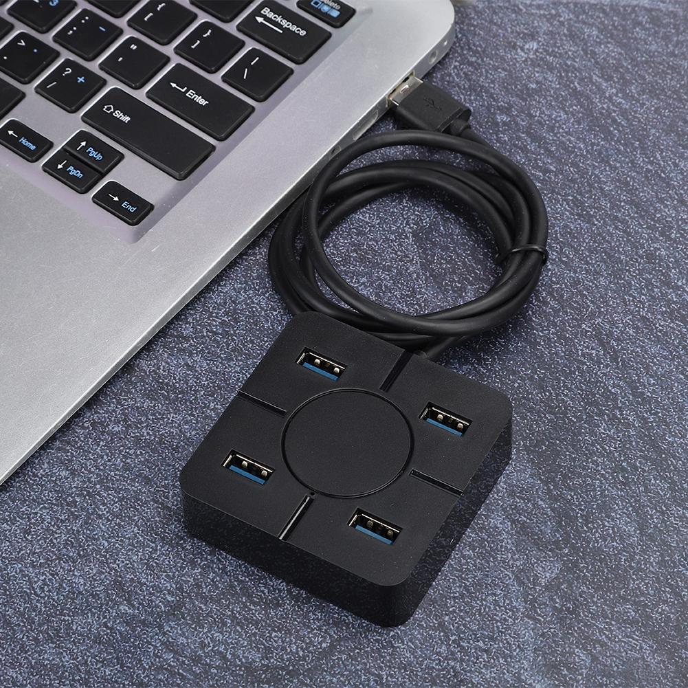 Hub USB3.0 Splitter 4 in 1 Dockingstation 4 Port Mehrzweck-Laptop-Zubehör zur ErweiterungSchwarz