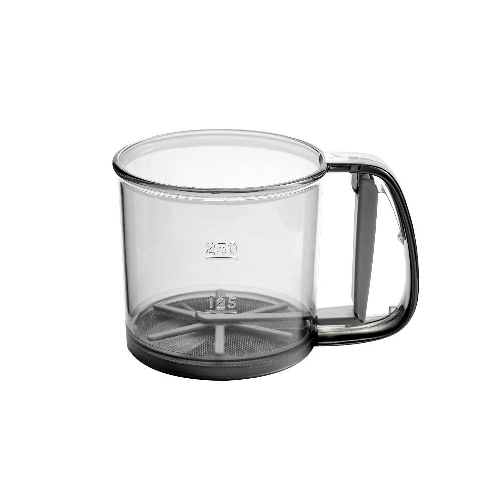 Double Layer Semi-Automatic Handheld Flour Sieve & Sifter with Lid