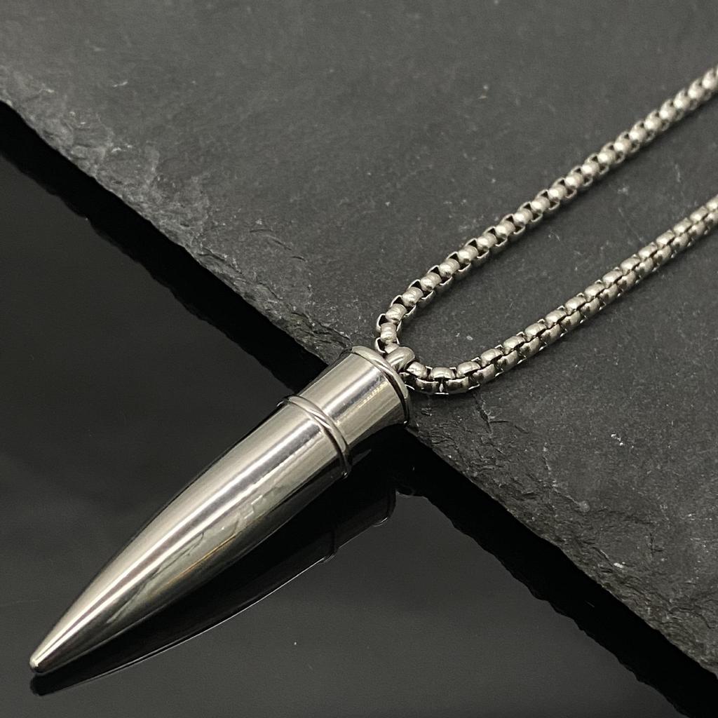 Bestseller Europeo: Collana con Ciondolo Proiettile in Acciaio Inossidabile per Uomo
