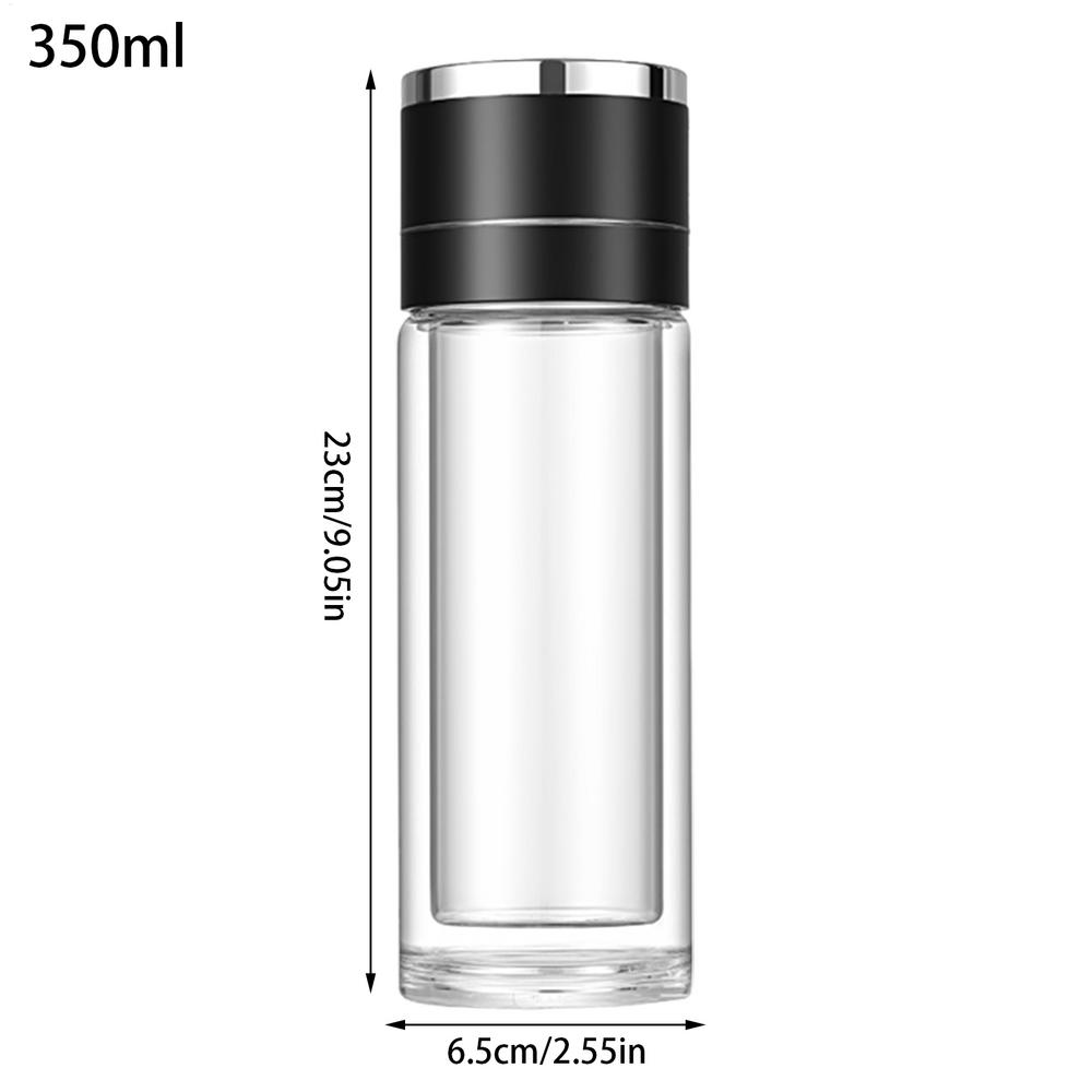350/430ml Portable Quick Opening Glass Water Bottle Business Style Double Layer Tea Water Coffee Mug For Travel Home Car Office