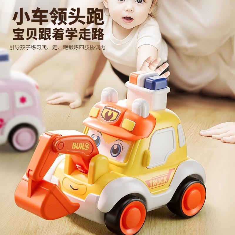 1PC Baby Toddler Press and Go Vehicle Cartoon Infant Mini Animal Ambulance Police Car Fire Truck Excavator Model Gift Idea ideal for Children