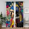 Anti-mosquito Curtains for Living Room Curtain Hip Hop Personality Kitchen Curtains 2 Pieces Tulle for Bedroom Shades Partition