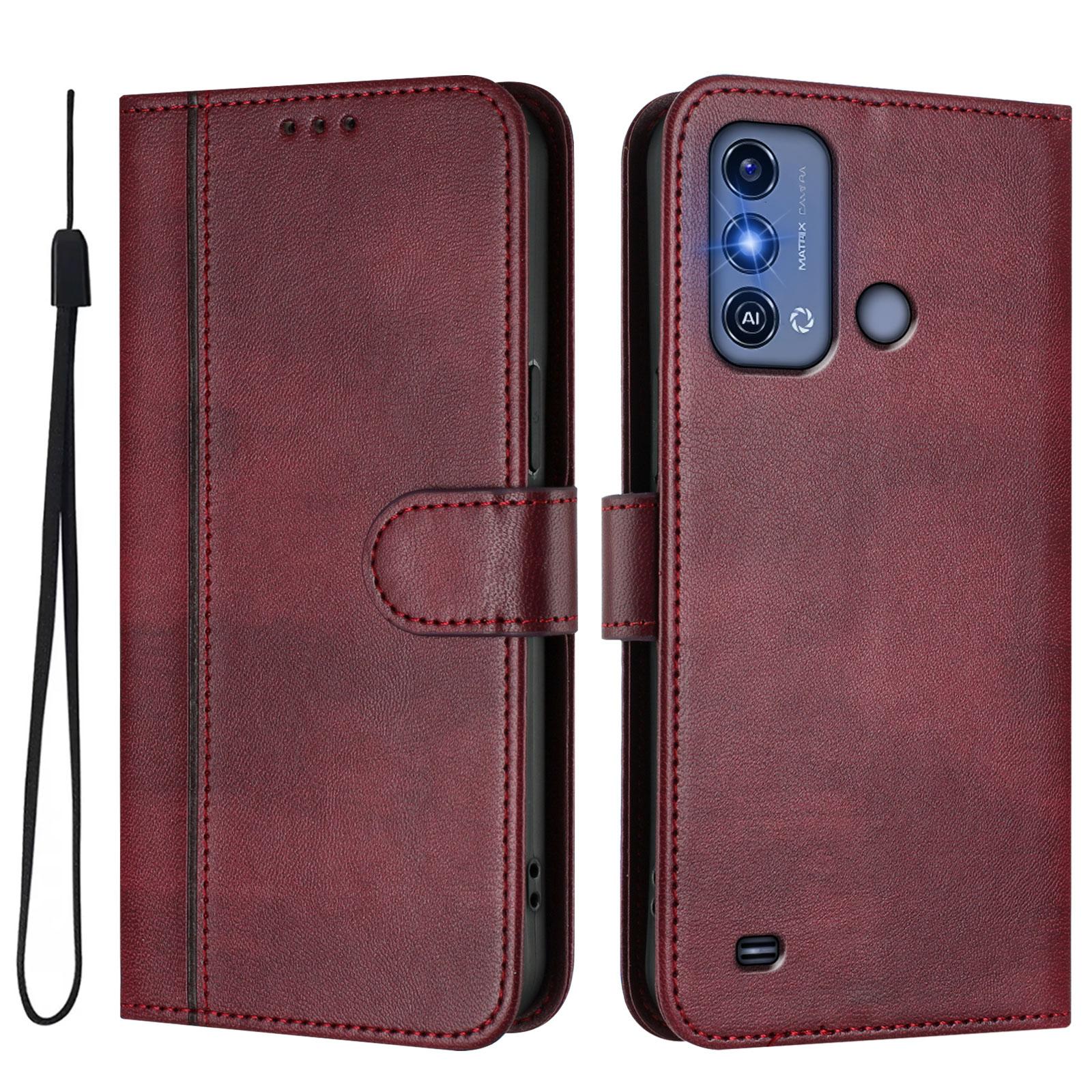 

Роскошный простой кожаный чехол для ZTE Blade A53 Pro/A35E/V70 Max/V40S/Z60 Ultra/A35/A55 с отделениями для карт, магнитной подставкой, противоударным откидным чехлом ZTE Blade V40S вино красного