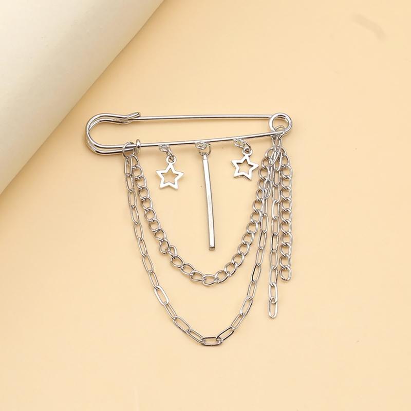 Modern Chain Lapel Pin Ornament Statement Style Badge Chain Pendant Brooches