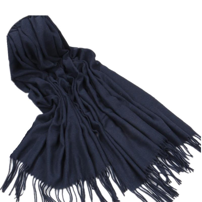 Warm Tassel Shawl Autumn and Winter Solid Color Cashmere Scarf Winter Solid Color Wool Scarf for Men and Women