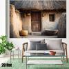 Rustic Adobe Cottage Backdrop Vintage Old Mud House Scene Background for Portrait Photography