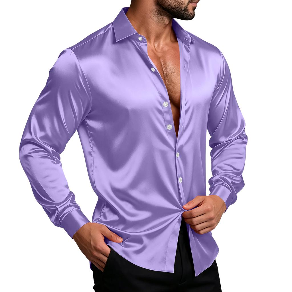 Men's Color Shirt Jacket Casual Loose Fit Breathable Long Sleeve Lapel Collar for Spring and Fall