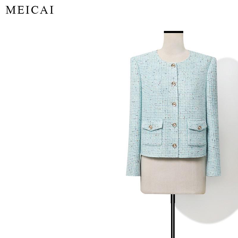 

Mica New Castle in the Sky Sequin Tweed Jacket with Lion Head Buckle L (within 116-125 lbs) морська хвиля