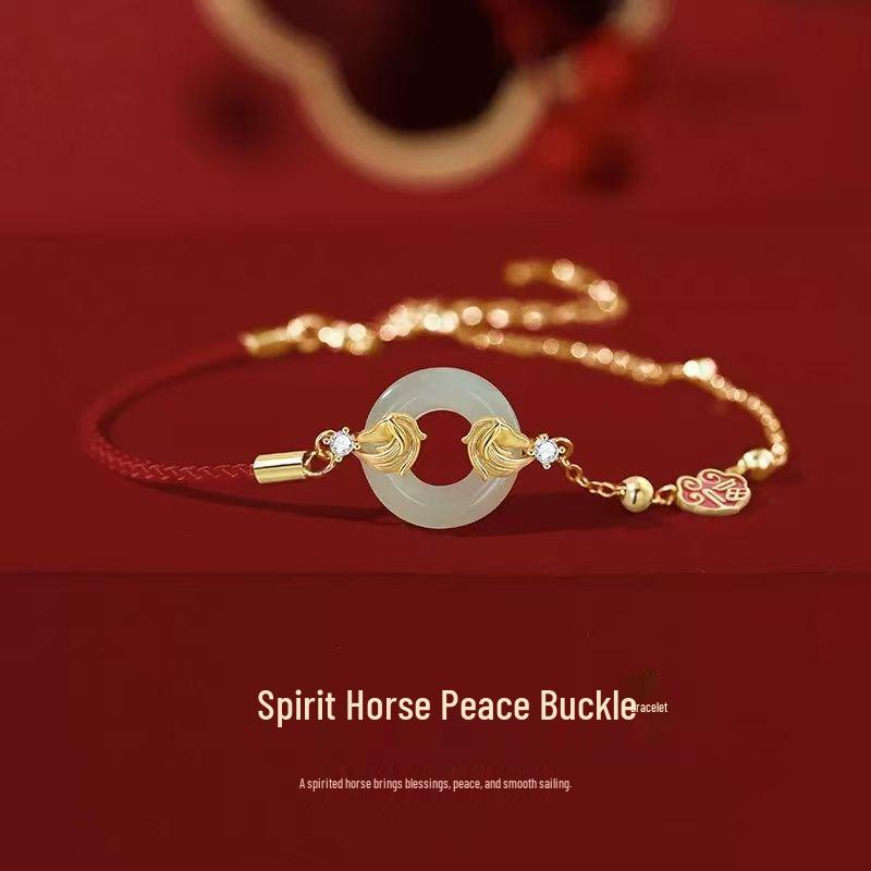 Year of the Horse Zodiac Peace Buckle Bracelet: Elegant Chinese Style Gift for Women