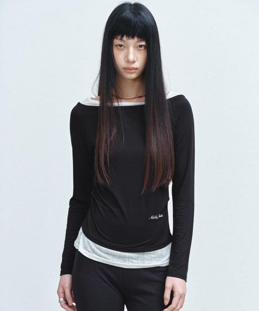 Nigaennikol Shoulder Layered Top_Black