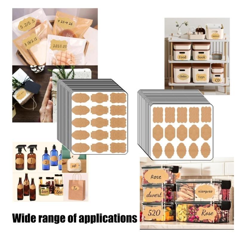 500Pcs Label Sticker Adhesive Gift Tages Sticker Krafts Label Sticker for Pantries,Masons Jar,Canning,Spices Bottles J0MC