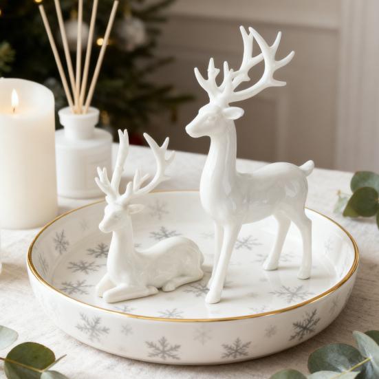 2/4Pcs Christmas Reindeer Statue Standing Sitting Elk Silhouette Figurine Deer Sculpture Home Office Desktop Decoration Ornament