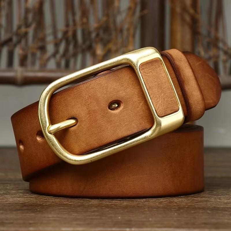 

3,8 см Ретро Джинсовый Ремень Мужской Ceinture Винтажная Латунная Пряжка Натуральная Кожа для Мужчин Повседневный Ремень 105CM хаки