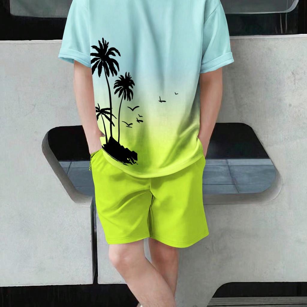 Men's Short-sleeved T-shirt Shorts Fashionable Breathable Beach Suit Casual Loose Unisex Sports Clothing
