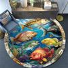 Ocean Fishes Round Area Rug,Carpet Rug for Living Room Bedroom Sofa Playroom Decor,Non-slip Floor Mat