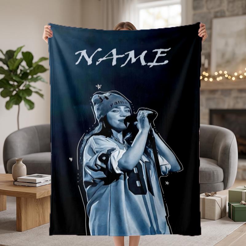 Billie eilish Custom Flannel Blankets Soft Warm Cozy Throws for Home Decor Holiday Gifts