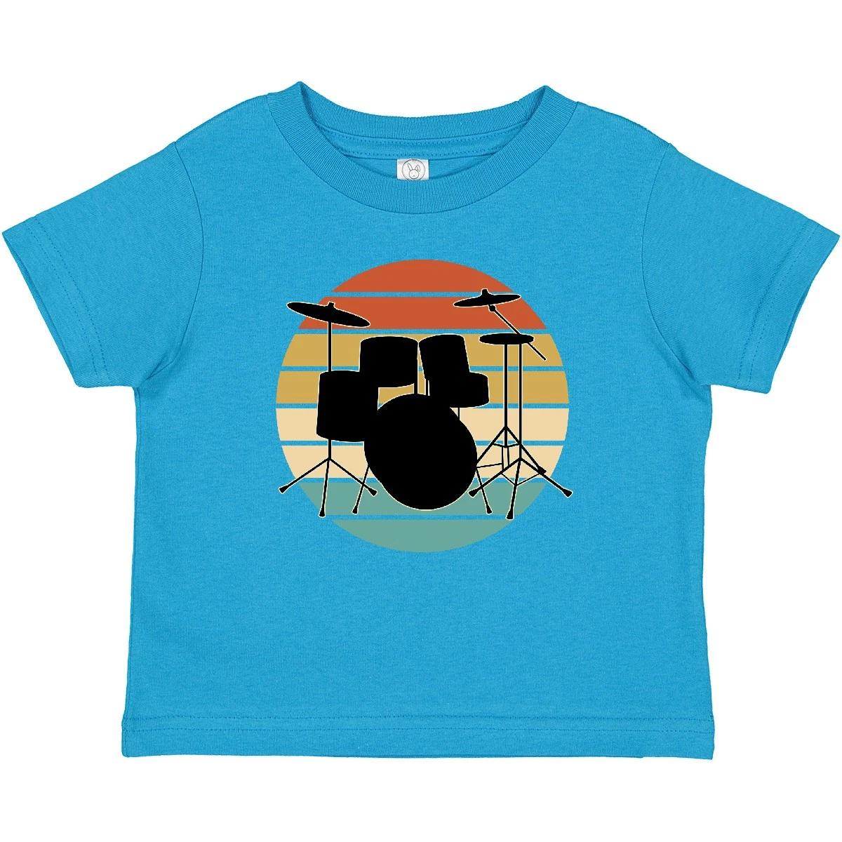 Inktastic Drum Set Retro Drummer Sunset Baby T-Shirt Drums Instrut Vintage 160