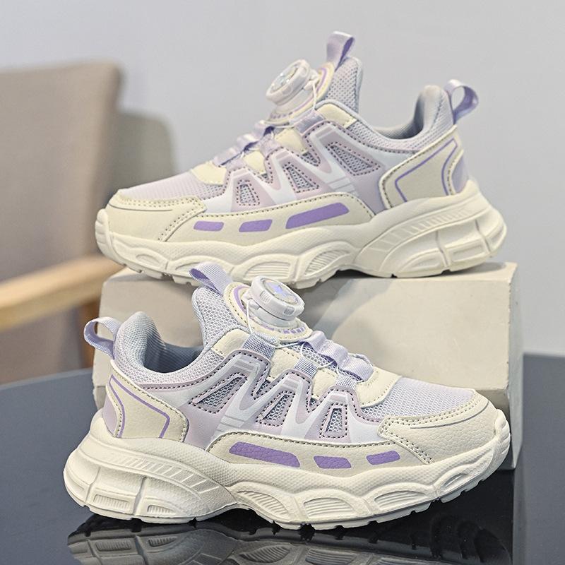 Girls dad shoes children's knob buttons girls pink running shoes 2025 spring and summer new middle and older children's sports shoes