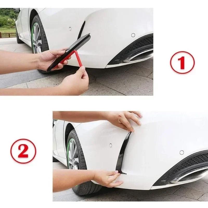 2PCS For 2015-2021 Benz C-Class W205 4Door  ABS Black/Carbon Fiber Print Rear Bumper Wind Knife