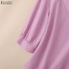 ZANZEA Women Square Collar Solid Color Casual 3/4 Sleeve Blouse
