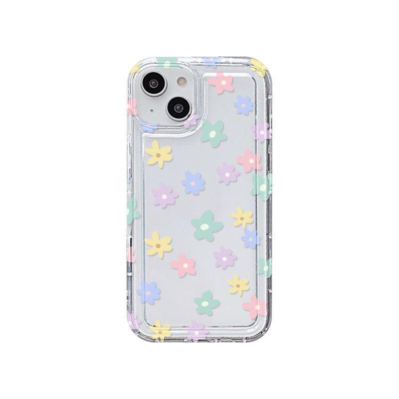 Colorful Small Flowers for iPhone17promax Mobile Phone Case Apple 16 Large Hole 14/13 New 15 Airbag