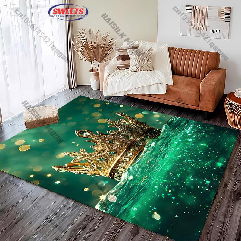 Luxurious Crown-Inspired Decorative mat carpet for home sofa bedroom, gift rug for family